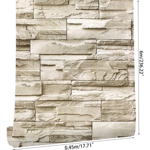 Rock Wallpaper-Stacked Stone Wallpaper-Faux Brick Wallpaper, Stone Self-Adhesive