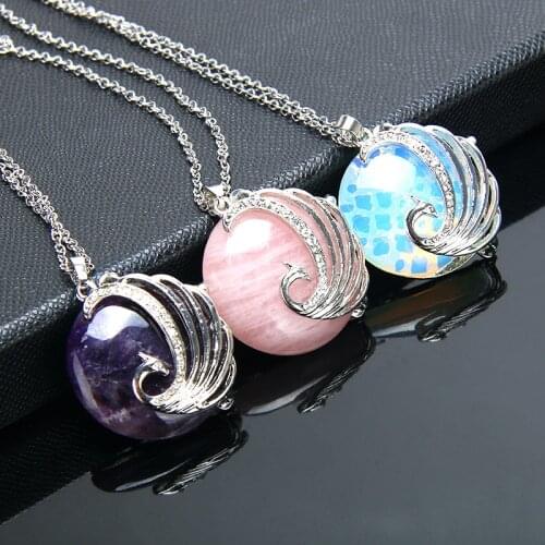 Bohemia Phoenix stone pendant rough necklace woman druzy Purple stone Chakras opal crystal pendant pendulum fashion jewelry