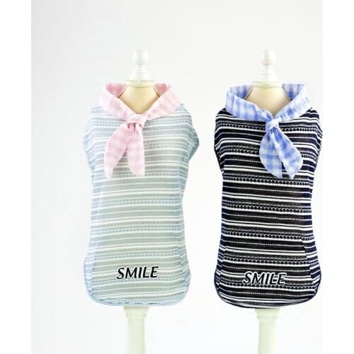 Striped Pet Dog Vest Clothes with Necktie Summer Pet Letters T-shirt Costume for Chihuahua Puppy Cat Leisure Coat Apparel S-XXL