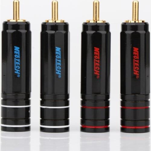 4Pcs High Quality Gold Plated RCA Plug Lock Collect Solder A/V Connector HIFI Connector for DIY cable diameter
