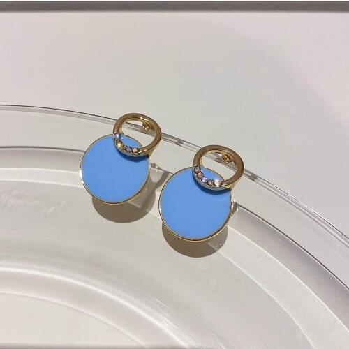 Korean Style Simple Geometric Zircon Stud Earrings for Women Small Rhinestone Circle Earrings for Women Wedding Party Jewelry