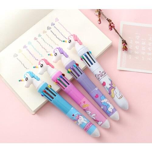 10 colors Unicorn Ballpoint Pen Cute Press Ball Pens 36 pcs/lot Stationery gift Material Escolar school writing supplies