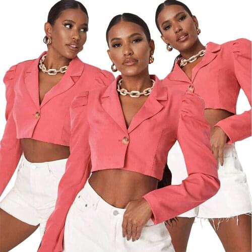 S390194 Wholesale Items Summer New Womens Fashion Versatile Loose Suit Collar Shirt Long Sleeve Two Button Solid Color Coat