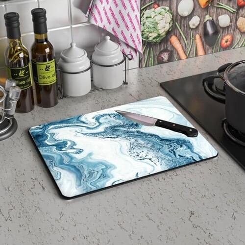 Glass Cutting Board Sea Blue Patterned Glass Cutting Plate heat Resistant Glass 30x40 Chopping Block Glass High Quality print