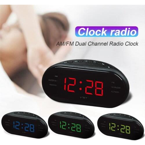LED Clock Radio Car AM FM Dual Channel Radio Clock AM/FM Digital Funk Wecker Alarm Clock Home Outdoor Clock Radio Time Display