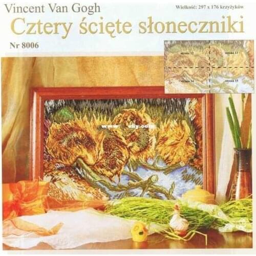 2021 Gold Collection Embroidery Sunflower Cross Stitch Pattern Download with 100% Cotton Flosses & Free Shipping for Wall Decor