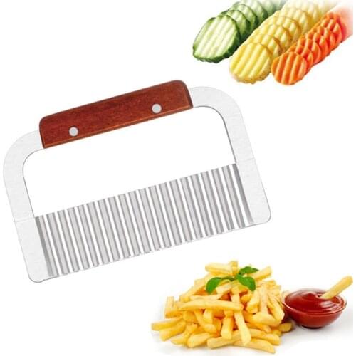 Stainless Steel Wave Potato Cutter Vegetable Slicer Fruit Crinkle Cutter French Fry Cutters Potato Chip Knife Kitchen Gadgets