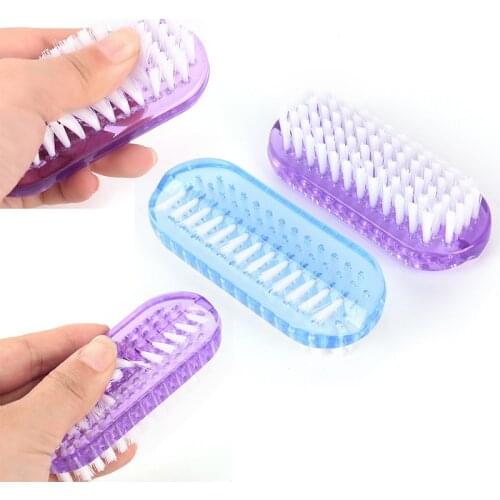 1PC Plastic Nail Cleaning Scrubbing Brush Double Sided Hand Nail Brush Cleaner Color random