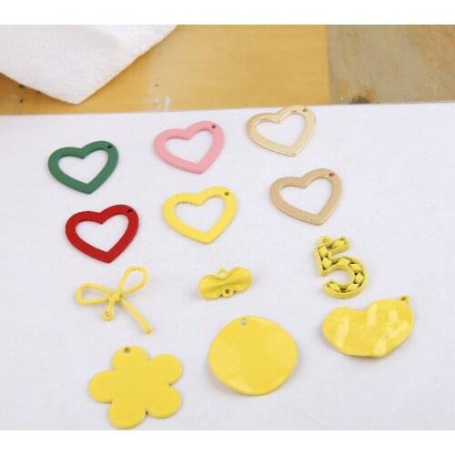 10pcs Korean Elegant Hollow Heart Shape Drop Earrings For Women Spray Paint Frosted Bow Geometric Pendant Jewelry Accessories