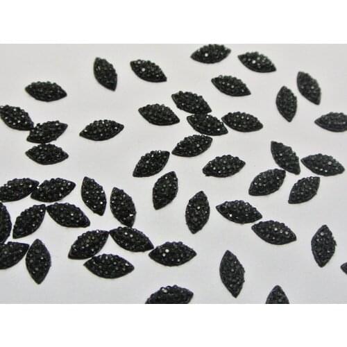 1000 Black Flatback Resin Dotted Rhinestone Horse eye Gems 10X5mm