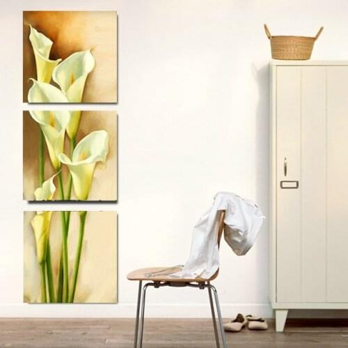 3 Pcs Still Life Canvas painting Calla Lily Flower vertical forms Canvas Prints Wall Pictures for Living Room Picture