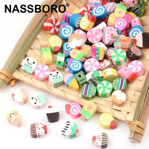 30Pcs/Lot Cakes Desserts Ice Cream Candies Beads Soft Clay Beads For Jewelry Making DIY Necklace Bracelets Accessories