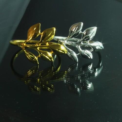 Free shipping gold silver metal leaf napkin ring 12 pcs