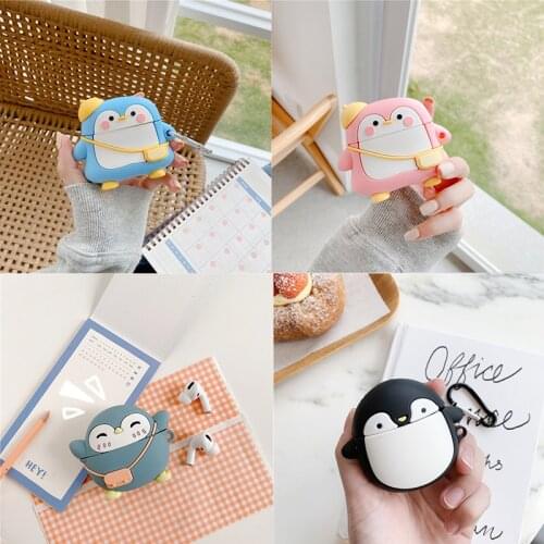 Sky Blue Penguin Cartoon Case For Airpods Pro 3 Case Earphone Case For Airpod Silicone Case Headphone Cover For Air Pods Fundas