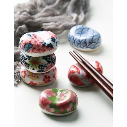 Japanese-style sakura household ceramic chopstick holder tableware cute small shelf delicate chopstick rest chopstick pillow