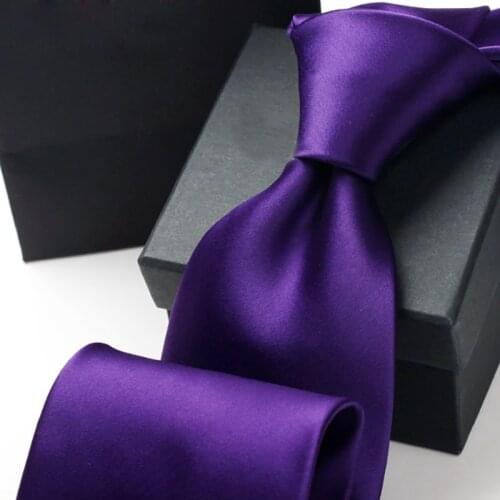 High Quality 2021 New Silk Ties For Men 9cm Luxury Solid Necktie Designers Brand Gravatas Masculinas Purple Fast Ship Gift Box