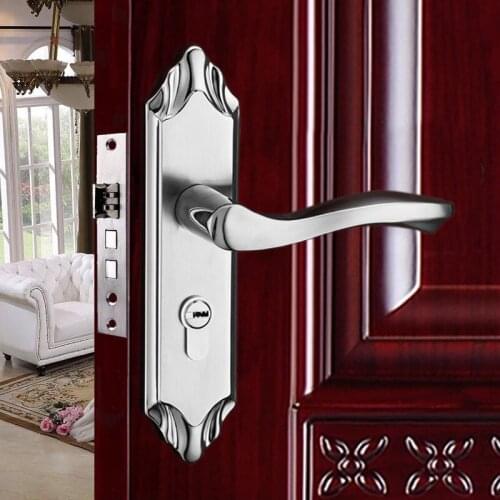 Door Lock Sets Furniture hardware indoor Stainless steel panel handle Handle lock Double tongue lock body