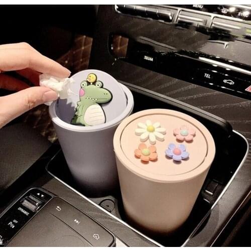 Cute creative mini small car trash can debris storage box trash can trash bag desktop trash can Auto Accessories for ladies