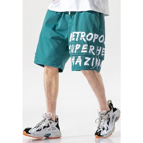 2020 Fashion Letters Printed Men Streetwear Shorts Homme Cotton Knee Length Bermuda Short Pants Men