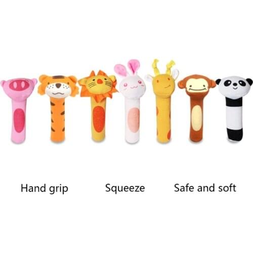 Cartoon Plush Rattle Mini Doll for Baby Eye Sensing Interactive Crib Toy Handhold Squeaker Educational Doll Infant 1M+ D5QA