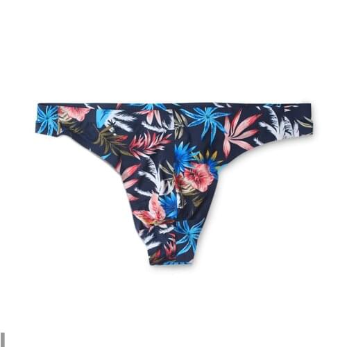 Men Underwear Seamless Thongs Sexy Flowers Print Briefs Bulge Pouch Men Bikini Jockstrap Breathable Underwear G-Strings Thongs