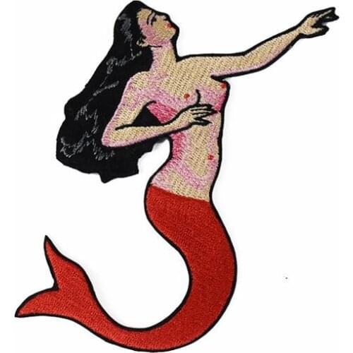 The Beauty Mermaid Embroidery Patch Cartoon Stickers Iron on Clothes Jackets Jeans Dress Applique for Decoration DIY Lady Rider