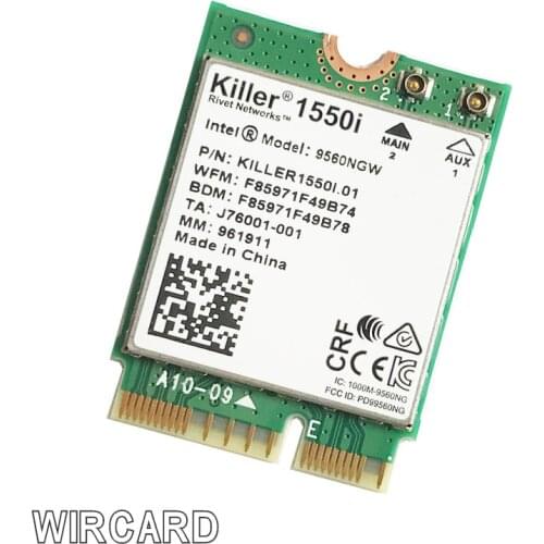 Killer 1550i AC Dual Band 1.73Gbps Wireless 9560NGW NGFF Key E Wifi Card 9560AC 802.11ac Bluetooth 5.0 Laptop for Windows 10