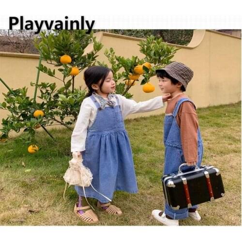 2021 New Baby Girl Denim suspender skirt Blue leisure strapless skirt Baby Clothes 2-7Y E22162