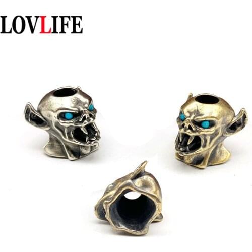 Brass Blue Eyes Vampire Knife Beads Umbrella Rope DIY Lanyard Pendants Accessories Car Keychains Hangings Jewelry Paracord Rope