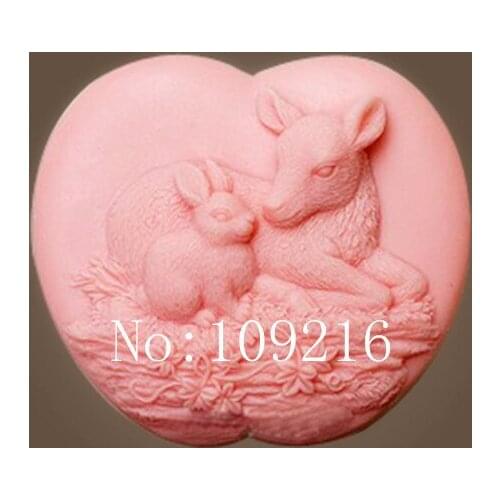 Wholesale!!!1pcs Parent-Child Deer (zx1620) Silicone Handmade Soap Mold Crafts DIY Mold