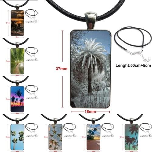 Aloha Palm Trees Stylish Brand Steel Color Jewelry Fashion Statement Necklace Glass Necklaces Pendants For Men Women Party Gift