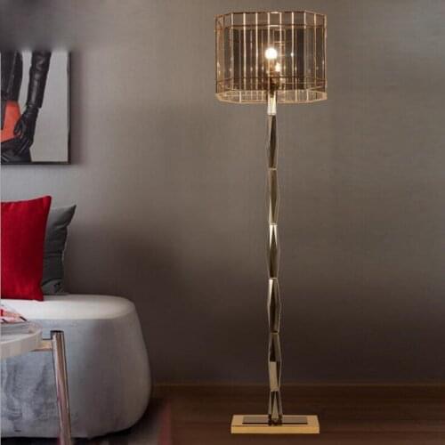 Post-modern European crystal floor lamp neo-classical creative vertical simple bedside living room bedroom study floor lamp led