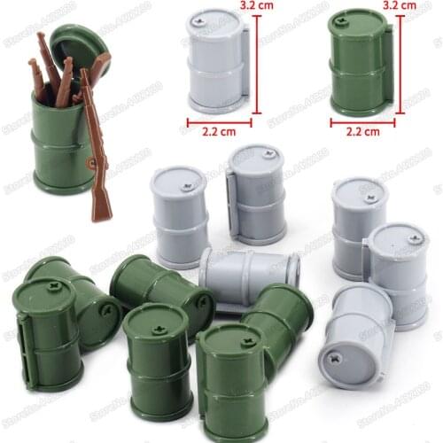 Assembled Military Oil Drum Building Block Diy World War 2 Figures Army Weapons Battlefield Model Moc Child Christmas Gifts Toys