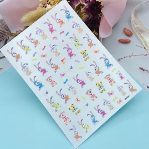 DIY Japanese Style Fashion New Arrival Thin Light Traceless Dry Nail Decals Pink Cute Rabbits Nail Art Manicure Women Girls Gift