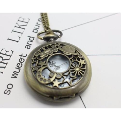 Sailor Moon Bronze antiques Pendant quartz Hollow woman and men students Gift Necklace pocket watches