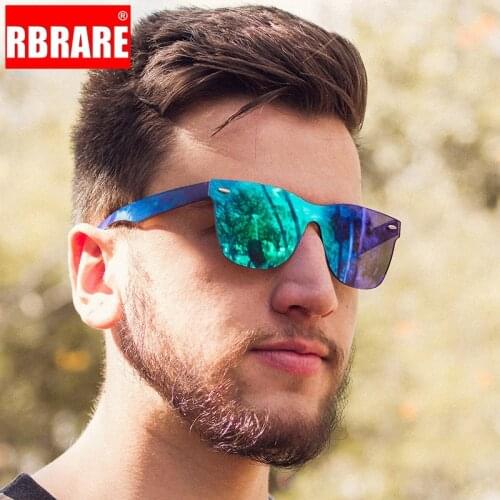 RBRARE 2021 Siamese Sunglasses Men Luxury Square Sunglasses Colorful Retro Sun Glasses Pink Mirror Shades For Women Glasses Case