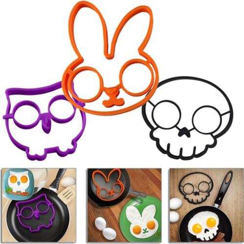 Pancake Silicone Fried Egg Ring Mold Hot Art Breakfast Rabbit Owl Skull Shaper Cooking Tools Kitchen Art Breakfast