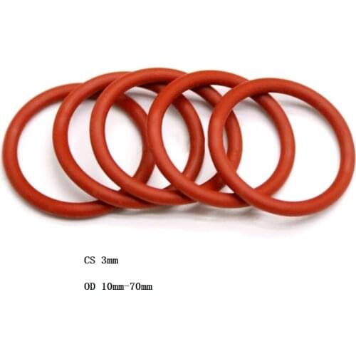 3 mm Silicone O-Ring Food Grade Rubber Seal Washer Red O Ring OD 10 mm - 70 mm