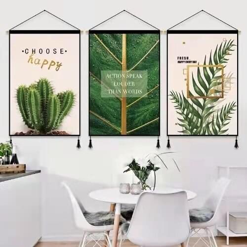 Nordic Ins Fresh Plants Canvas Painting Cactus art Posters Wall Pictures Living Room Decorative Painting Wall Hanging Tapestry