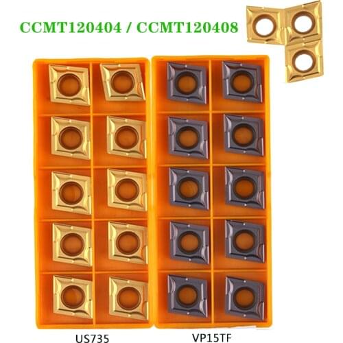10pcs CCMT120404 CCMT120408 VP15TF UE6020 US735 Carbide Insert Lathe Internal Turning Tools CNC CCMT Blade Machine Boring Plate