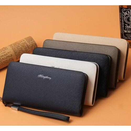 Men Vintage Leather Wallet Long Clutch Bag Simple Zipper Holder Male Money Card Purse
