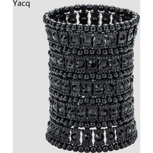 YACQ Multilayer Stretch Cuff Bracelet Women Crystal Wedding Bridal Fashion Jewelry Gifts for Her Wife B13 Wholesale Dropshipping