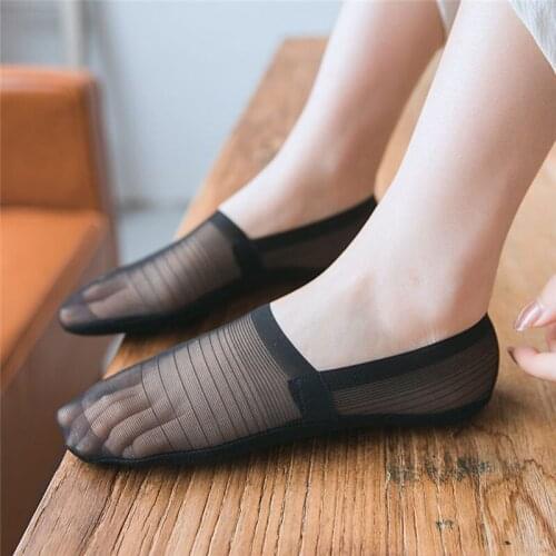 1pairs/bag Fashion Ladies Boat Socks Summer Non Slip Silicone Invisible Lace Thin Mesh Breathable Women Socks