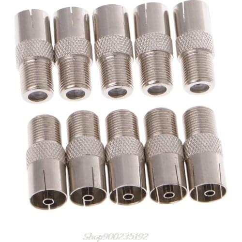 10 Pcs F Type Female Jack To TV PAL Female Jack RF Coaxial Adapter Connector S01 20 Dropship