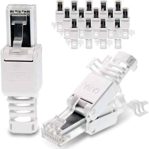 10 Pieces Network Connectors, Tool-Free CAT6A RJ45 LAN UTP Cable Connector Without Tools CAT6 Installation Cable