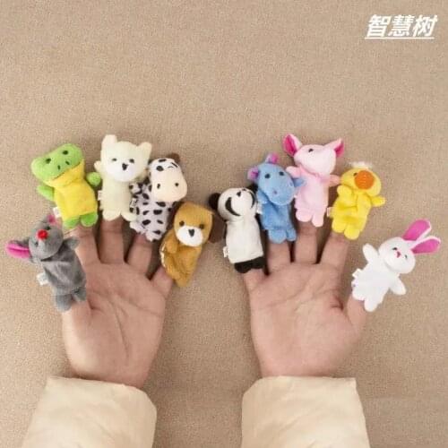 12Pcs Unique Sets Cartoon Animals Doll For Session Finger Puppet Soft Plush toys Role Play Tell Story Cloth Educational Gifts