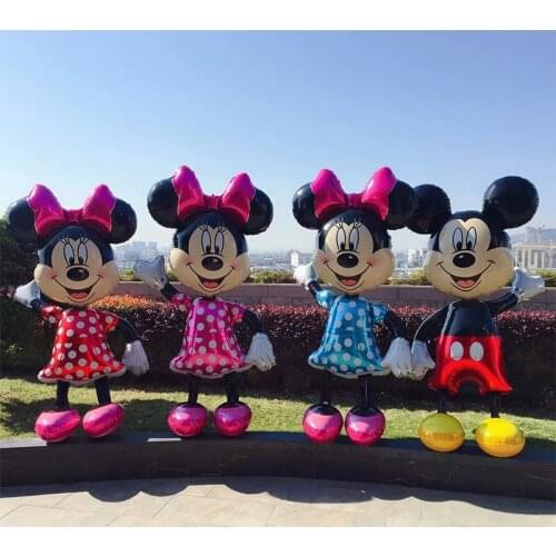 175cm 3D Giant Mickey Minnie Mouse Foil Balloon Pink Blue Black Bowknot Standing Kids toys Birthday Party baby shower Decoration