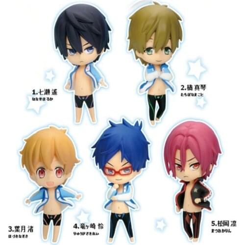 5pcs/lot cosplay japanese anime Swim Club Rin Macoto Haruka Nanase Rei PVC action figures Model doll toy for kids christmas gift