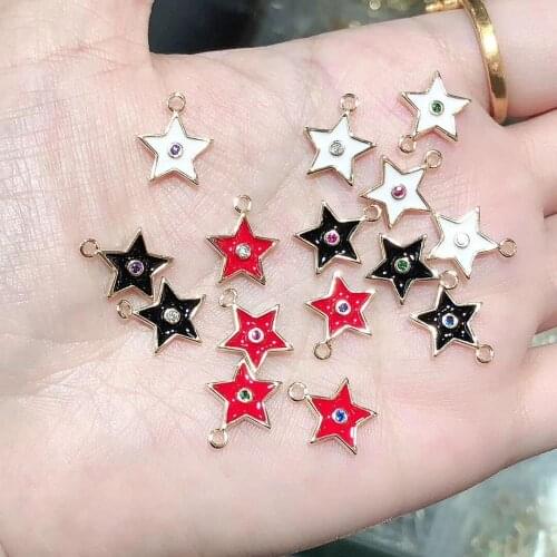 50pcs/lot Oil dropped metal necklace pendant, Gold plate star women jewelery, original design, spring gift