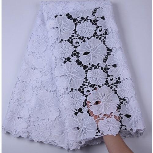 African Cord Water soluble Lace 2019 Latest French guipure Lace Fabric Nigeria For Evening Dress High Quality white lace fabric